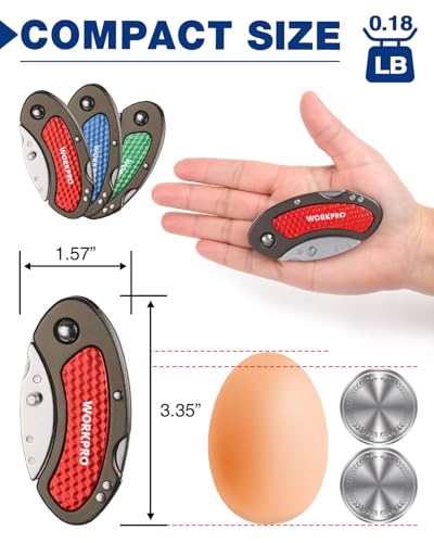 WORKPRO Folding Utility Knife Set, 3-Piece Colorful Box Cutters