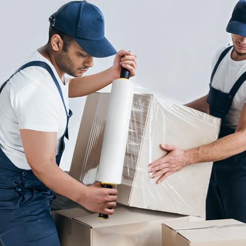 JARLINK Stretch Film, 15" x 1000' Shrink Pallet Wrap W/Handles, 60 Gauge - size: 2 Pack, style: Yellow Handles