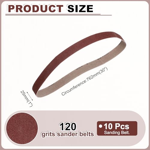 HARFINGTON 1 x 30 Inch Sanding Belts, 10 Pcs 120 Grits Aluminum Oxide - size: 1x30 inch(120 grit)