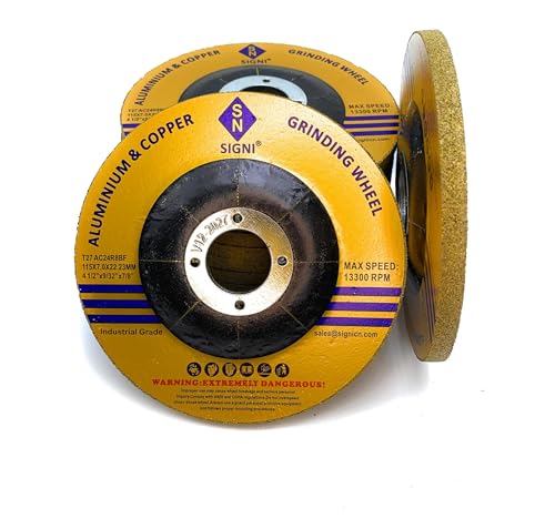 Signi Aluminum Grinding Wheel 4 1/2 for Aluminum Copper Non-Ferrous 10 Pack (Not Load While Grinding) - size: 4-1/2" x 9/32" x 7/8"