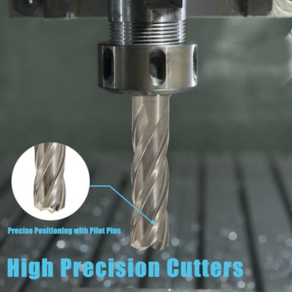 11pcs M2 HSS Annular Cutter Set 2" Depth 7/16" to 1-1/16" 3/4" Weldon Shank - size: 7/16"-1-1/16" 11PCS, style: HSS 2" Cutting Depth