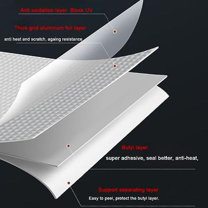 Butyl Tape Waterproof Tape, Aluminum Foil Butyl Seal Tape for Leakage, Butyl Rubber Tape for Reapring for Boat, Pipe Sealing, Roof Crack, RV, Awning, Window Sealing - 2"W x 16'L - size: 2 inch x 16.5feet