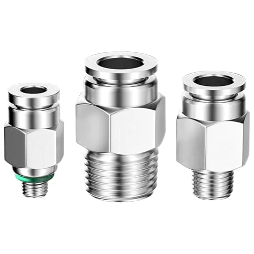 PNEUMATIC 304 Stainless Steel Male Straight 1/4 Inch Tube OD x 1/4 Inch NPT Thread Push to Connect Fittings (Pack of 5) - size: 1/4"OD x 1/4"NPT
