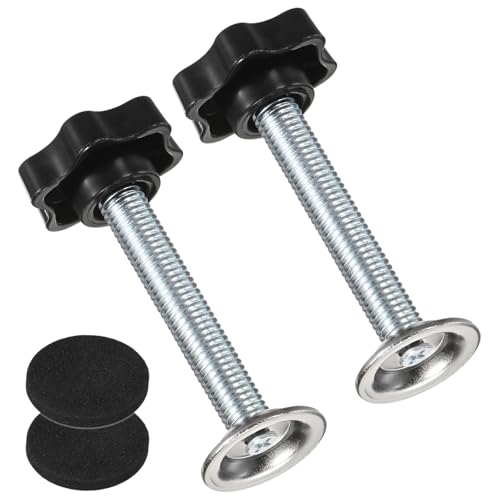 M METERXITY 2-Pack Star Handle Hand Screws, M10x60mm Carbon Steel Thread Star Clamping Knobs with Screws, Pressure Plate and Rubber Pad for Woodworking/Mechanical Equipment [Black] - size: M10 x 60mm