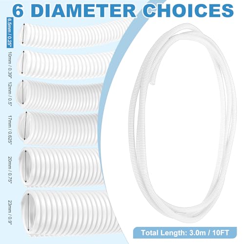 MECCANIXITY Plastic Split Wire Loom Tubing 1/4"(6.5mm) ID 10FT(3.0m), White - color: White, size: 1/4"(6.5mm) ID x 10FT(3.0m)