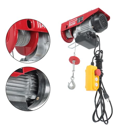 waltyotur 440lbs Electric Hoist with 14ft Wired Remote Control, Electric Hoist 110 Volt with 40ft Single Cable Lifting Height & Pure Copper Motor