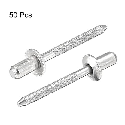 uxcell Blind Rivets, 304 Stainless Steel Pull Rivets Core Decoration Rivets 4.8mm Diameter 9mm Grip Length Close End Silver Tone, 50pcs - size: 4.8mm x 9mm