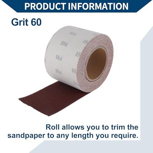 60 Grit Sandpaper Roll 4 Inch x 32.8 Feet Sandpaper Aluminum Oxide Emery Cloth Roll Sanding Paper for Wood Sanding Automotive Polishing Metal Sanding - size: 60 Grit