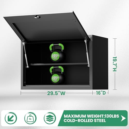 Metal Wall Cabinet, Garage Wall Cabinet with Adjustable Shelf for Garage, Tool Room, Kitchen, Assembly Required(Black) - color: Black, size: 1 Drawer