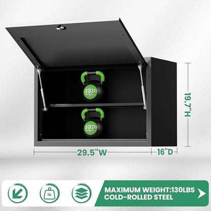 Metal Wall Cabinet, Garage Wall Cabinet with Adjustable Shelf for Garage, Tool Room, Kitchen, Assembly Required(Black) - color: Black, size: 1 Drawer