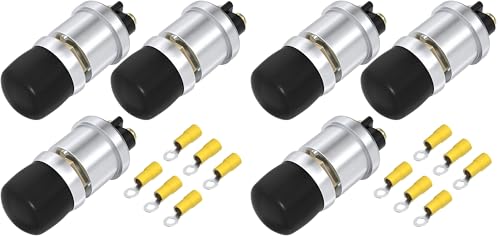 DaierTek Push Start Button Switch 12V 50A Heavy Duty Momentary Push Button Switch Waterproof Weatherproof Engine Starter Marine Horn Button 12 Volt for Auto Motor -3pcs (Pack of 2) - size: 6Pcs