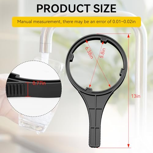 Magluv Heavy Duty Whole House Water Filter Wrench - 6.38" Max Inner Diameter, for Big Blue-Style Filter Housings, Water Filter Housing Wrench Compatible with 4.5"x10" or 4.5"x20" Cartridges