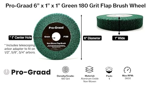 6" x 1" P180 Grit Green Non-Woven Flap Brush Wheel - style: 6" x 1" x 1" Green