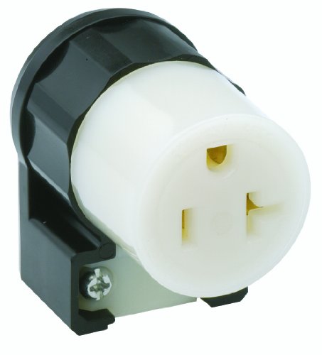 Leviton 20 Amp, 125Volt, Connector, Industrial Grade, Straight Blade, Grounding, Angle, 5369-CA, Black-White - color: Black-White, style: Grounding Angle