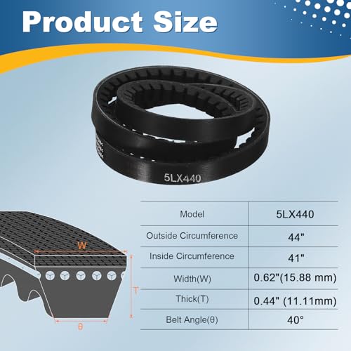 uxcell 5L440 Rubber V-Belt 44" Outer Circ 0.62" Width 0.44" Thickness - size: 5LX440