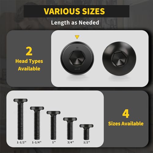 Socket Cap Machine Screws 1/4 x 1-1/2" 25PC, Flat Head Hex Socket - size: 1/4-20 x 1-1/2, style: Flat