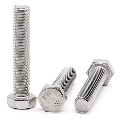 7/16-14 x 3" (6 pcs) Stainless Steel Hex Head Screws Bolts (3/8" to 6" Available), 18/8 Stainless Steel 304, Fully Threaded, Machine Coarse Thread, No Coating, Plain Finish - size: 7/16-14 x 3"