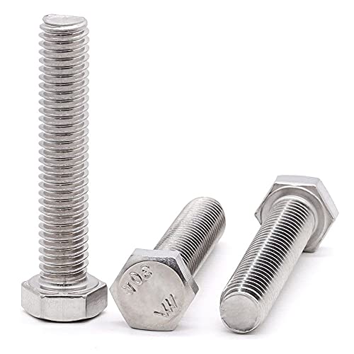 1/2-13 x 1-1/2" (6 pcs) Stainless Steel Hex Head Screws Bolts (3/8" to 6" Available), 18/8 Stainless Steel 304, Fully Threaded, Machine Coarse Thread, No Coating, Plain Finish - size: 1/2-13 x 1-1/2"