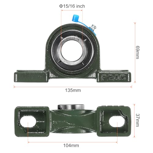 uxcell 2pcs UCP205-15 Pillow Block Bearings 15/16 inch Bore Self Alignment, Solid Cast Iron Base Mounted Chrome Steel Bearings - size: UCP205-15