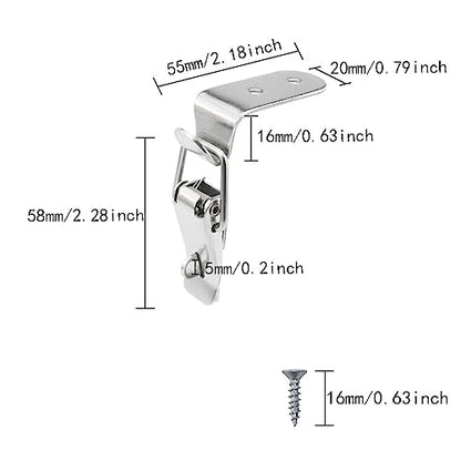 4PCS 58mm Stainless Steel 90-Degree Tool Box Hood Locks Latches Cabinet Trunk Trailer Tool Box Door Hood Locks Latches Tool Box Hasps Closet Case Box Chest Barn Crate Hasps Latches - size: 58mm