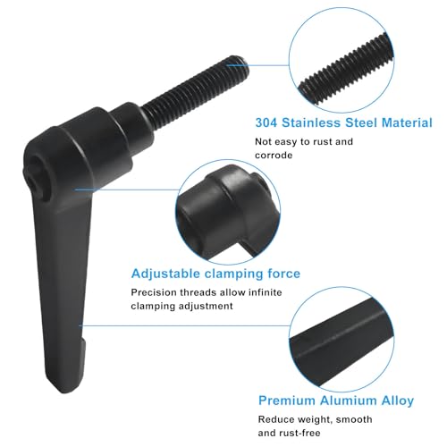 5pcs M6 x 25mm Clamping Lever Handles, 304 Stainless Steel Adjustable Locking Quick Release with Push Button Ratchet Mechanism, Black - size: M6 x 25mm