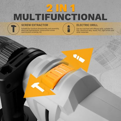 DEKOPRO 6-Amp 1/2-Inch Hammer Drill, Variable Speed Electric Corded Hammer Drill with 12pcs Bit for Concrete & Wood, 2 Functions in 1 with Keyed Metal Chuck, 360° Rotating Handle