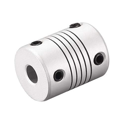 uxcell 5mm to 6.35mm Aluminum Alloy Shaft Coupling Flexible Coupler Motor Connector Joint L25xD19 Silver,5pcs