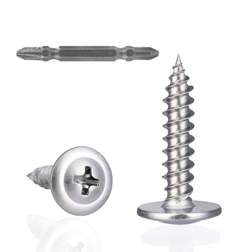 VGBUY 230Pcs #8x5/8 Wood Screws Phillips Modified Truss Head Stainless Steel 410 Quick Metal Self Tapping Screws - color: Silver, size: #8 x 5/8 inch