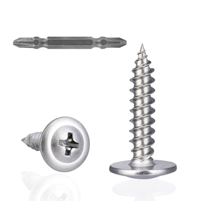 VGBUY 260Pcs #8x1/2 Wood Screws Phillips Modified Truss Head Stainless Steel 410 Quick Metal Self Tapping Screws - color: Silver, size: #8 x 1/2 inch