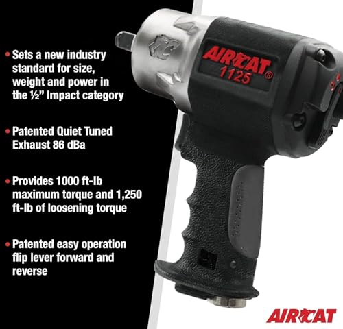 AIRCAT 1125 1/2" Composite Impact Wrench, 1,000 ft-lb Max Torque