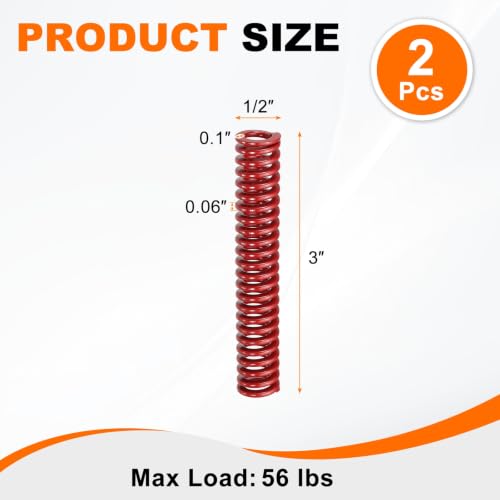 HARFINGTON 2pcs Die Spring 1/2" OD x 3" Free Length SMH2012, Red - size: 1/2" OD x 3" Free Length