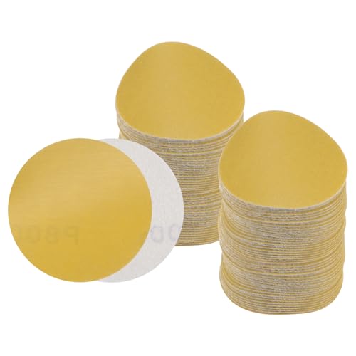 100pcs No Hole Sanding Discs- [ 3 Inch 800 Grit ] Round Hook and Loop Grip Sanding Pads Sheet Sandpaper for Automotive Woodworking Metal Polishing Use| Gold, Aluminum Oxide - size: 800 grit