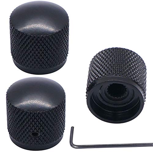 Taiss/3pcs Black Metal Dome Knobs Electric Guitar Volume Tone Control Knobs, Metal Volume Tone Knob,Suitable for 6mm Shaft ，with Inner Hexagon Spanner Knob-10BK - color: BK-Metal-18mmx18mm