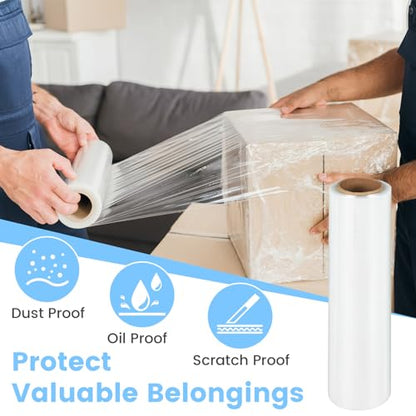 18" x 1500 ft Stretch Film, 60 Gauge Heavy Duty Shrink Film Stretch Wrap, 4 Pack Shrink Wrap Roller for Packing, Moving Supplies, Furniture & Pallets - size: 4 Rolls