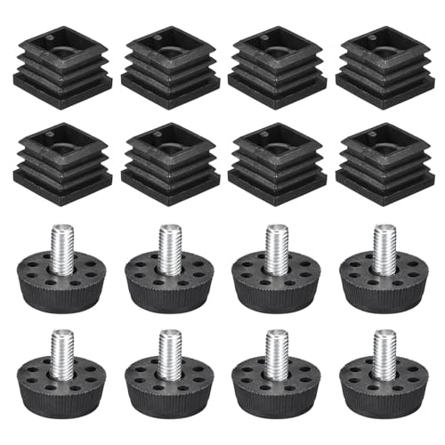 uxcell 8Pcs Inserts for Square Tubes with Leveling Feet 0.98"x0.98" OD - size: 0.98"x0.98"