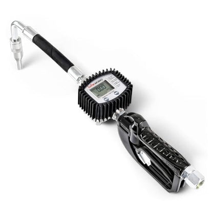 Lubeworks Oil Control Valve Digital Meter Dispensing Nozzle 10GPM/35LPM Heavy Duty Air Operated Pneumatic 1/2" inch NPT Inlet Pressure Range 7-725 Psi 5-50 Bar with Flexible Spout (Not for Gasoline)