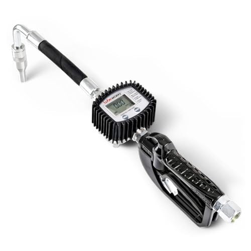 Lubeworks Oil Control Valve Digital Meter Dispensing Nozzle 10GPM/35LPM Heavy Duty Air Operated Pneumatic 1/2" inch NPT Inlet Pressure Range 7-725 Psi 5-50 Bar with Flexible Spout (Not for Gasoline)