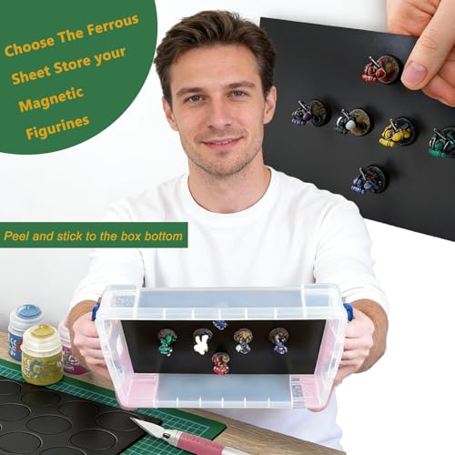 6 Pack, Adhesive Metal Sheets-8.5” x 12.3”, Ferrous Sheet for Magnets Receptive, 30 Mil Thin Flexible Rubber Steel Mat for Crafts, Magnetic Miniatures Organization – Fits Standard US Really Useful Box - size: 8.5"X12.3"-6Pcs