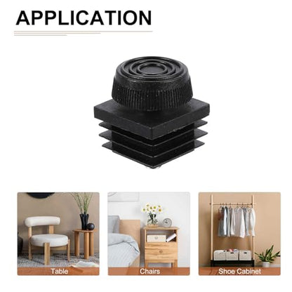 DTGN 30x30mm(LxW) Adjustable Leveling Feet - 4Sets - Good for Furniture - Square Insert Kit Furniture Glide - Black