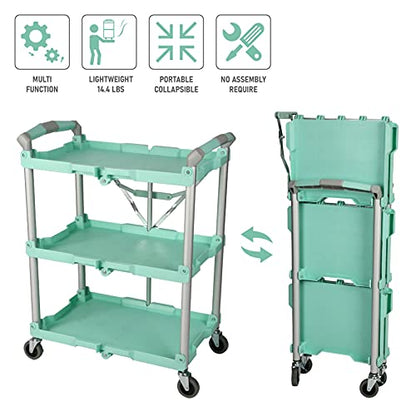 Olympia Tools 89-349 Pack-N-Roll Folding Collapsible Service Cart, 150LB Capacity, Teal - color: Teal, size: 150LB