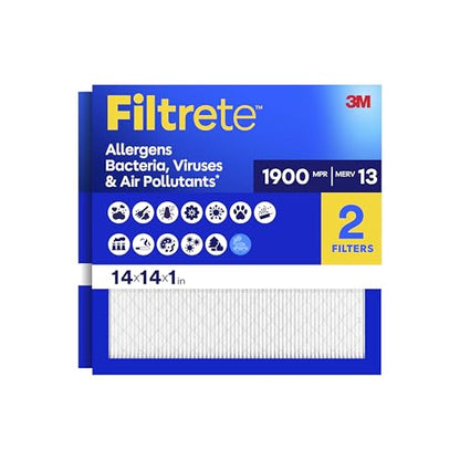 Filtrete 14x14x1 Air Filter, MERV 13, MPR 1900, 2 HVAC Filters - size: 14x14x1