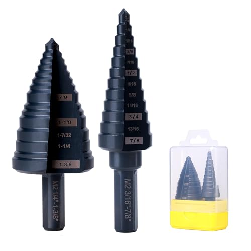 M2 HSS Step Drill Bit Kit, 7/8" & 1-3/8", Metal Wood Plastic - size: Set (7/8" & 1-3/8")