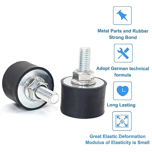 4Pcs M4 15x15mm Rubber Isolator Mounts Single Stud Shock Absorber - size: M4, VD1515+G4*12+M4*4