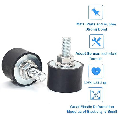 4Pcs M4 15x15mm Rubber Isolator Mounts Single Stud Shock Absorber - size: M4, VD1515+G4*12+M4*4