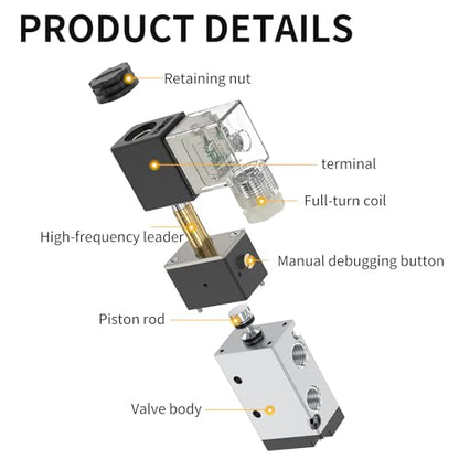 4V210-08 5/2 Way Pneumatic Solenoid Valve, 24V DC Single Solenoid Pilot Operated, Electric Air Control Valve for Air Cylinders, Automation (4V210-08 DC24V) - color: -DC24V