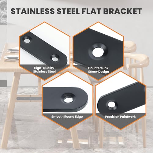 Alise Flat Bracket ,10 Inch Black Mending Plate Flat Brace for Wood Shelves - color: Black, size: 10 Inch