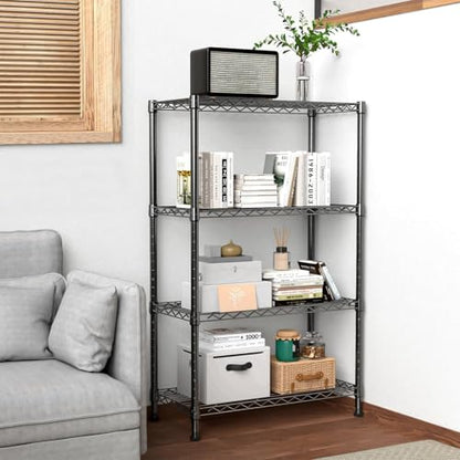 Storage Shelves - 4 Tier Metal Shelving Unit, 14" D × 36" W × 54" H - color: Black, size: 14"D X 36"W x 54"H, 4 Tier