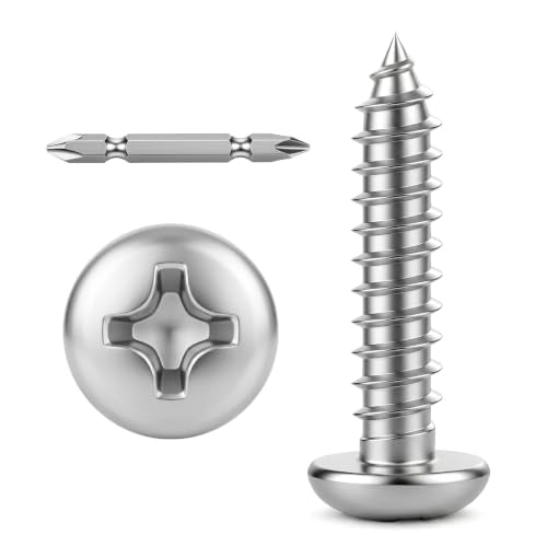 Mellewell #12 x 1-1/4" Pan Head Self Tapping Screw, Pan Head Sheet Metal Screws Wood Screws, Stainless Steel 304 (18-8), 50 Pack - color: Silver, size: #12 x 1-1/4"