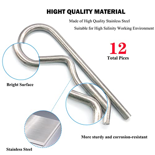 12 Pcs Heavy Duty Stainless Steel Cotter Pin R Clip Spring Retaining Wire Hair Pins for Trailer Lock System M3x60 Keeper - size: SUS304 M3x60mm-12pcs