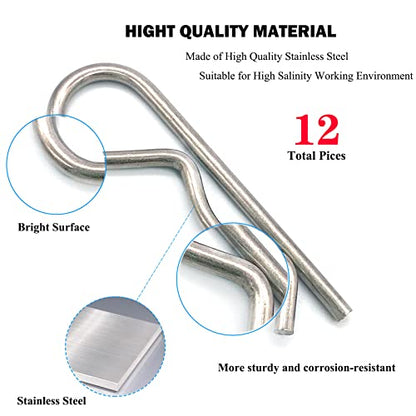 12 Pcs Heavy Duty Stainless Steel Cotter Pin R Clip Spring Retaining Wire Hair Pins for Trailer Lock System M3x60 Keeper - size: SUS304 M3x60mm-12pcs